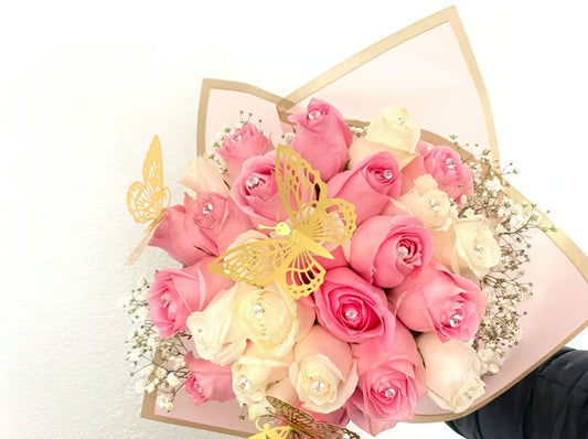 25 Roses Pink & White