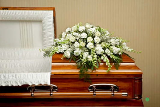 All White Casket Spray