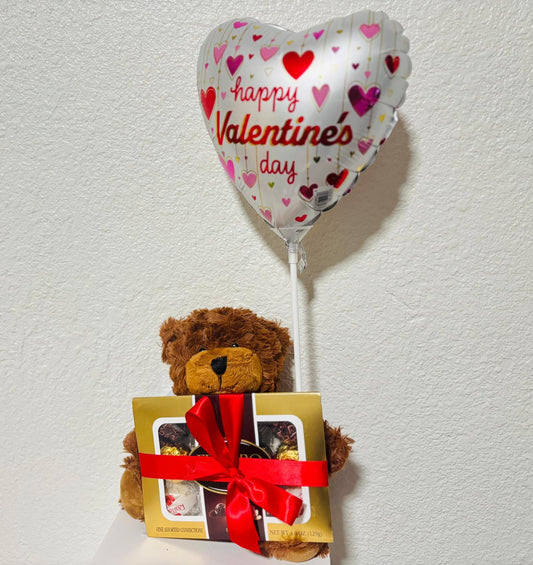 Chocolate with Bear and Valentine Balloon