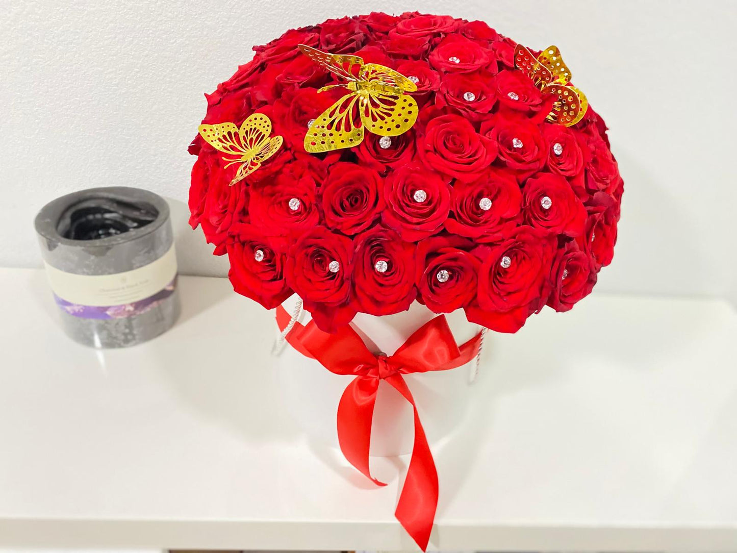 50 Roses in a 360 Cylinder Vase